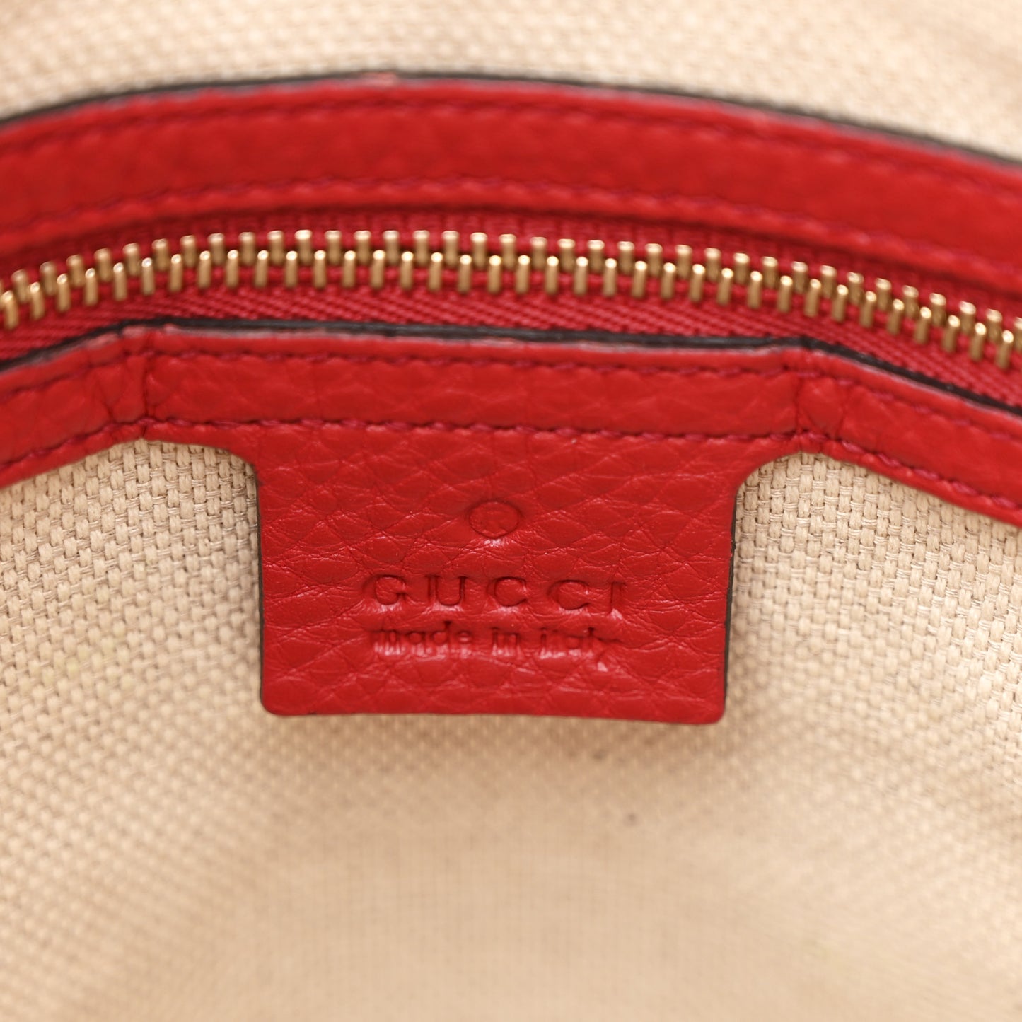Pebbled Calfskin Small Soho Top Handle Bag Red