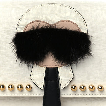 Fendi Vitello Elite Mink Fur Studded Karlito Tube Wallet on Chain White 7 of 12