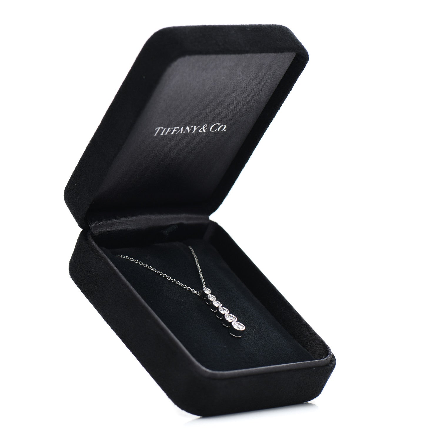 Tiffany Platinum Diamond Jazz Graduated Drop Pendant Necklace 5 of 5