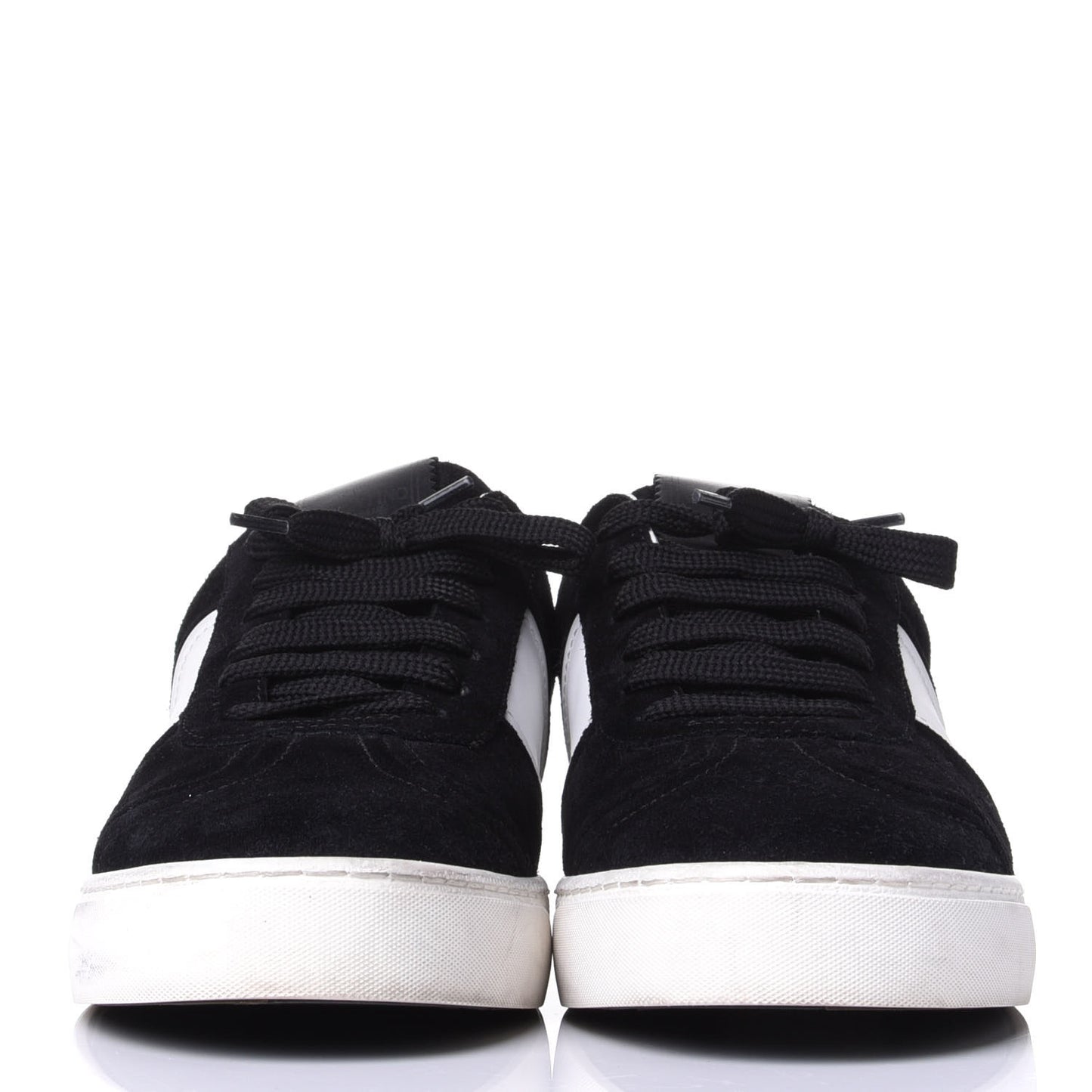Suede Calfskin Womens Rockstud Flycrew Sneakers 40 Black White