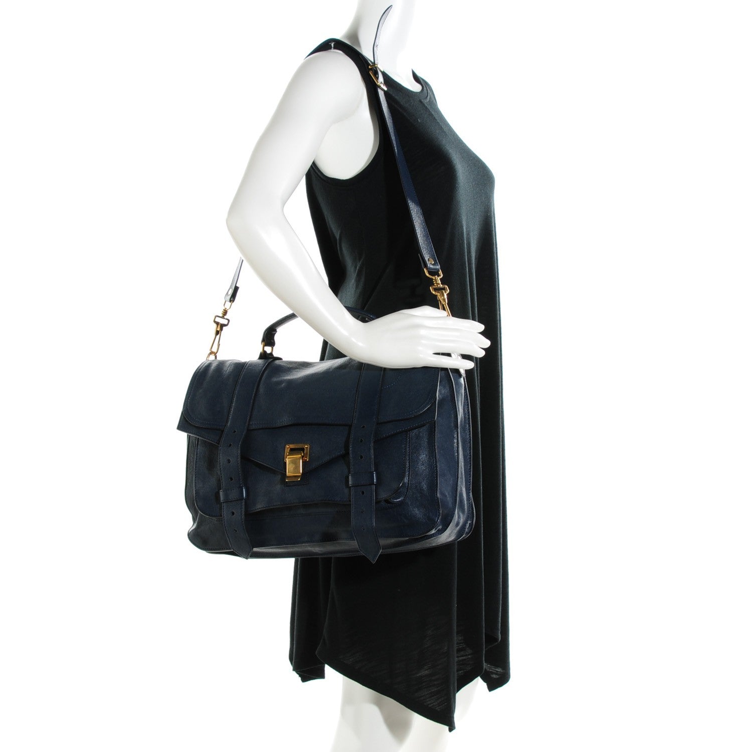 Proenza Schouler Lambskin Large PS1 Satchel Midnight 2 of 8