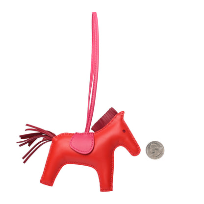 Hermes Milo Lambskin Grigri Rodeo Horse Bag Charm MM Rouge Indien Rubis Rose Mexico 2 of 4