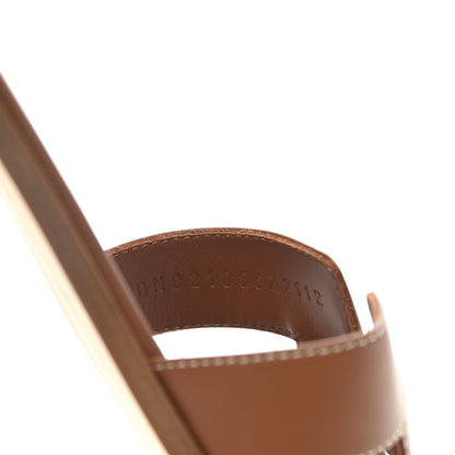 Hermes Box Calfskin Oran Sandals 39 Gold 8 of 9