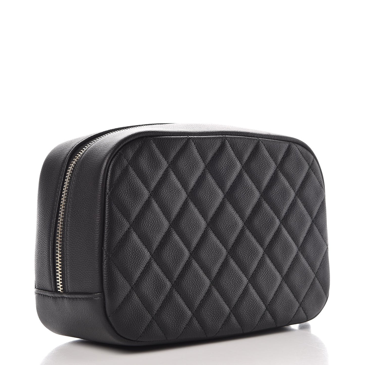Caviar Quilted Curvy Pouch Cosmetic Case Black
