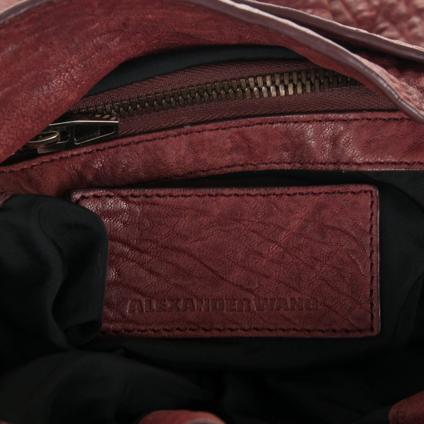 Pebbled Lambskin Diego Bucket Brick Silver Hardware