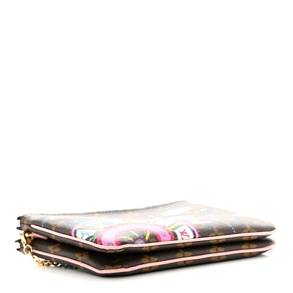Louis Vuitton Monogram 2020 Christmas Animation Big Wheel Double Zip Pochette Rose Ballerine 4 of 12