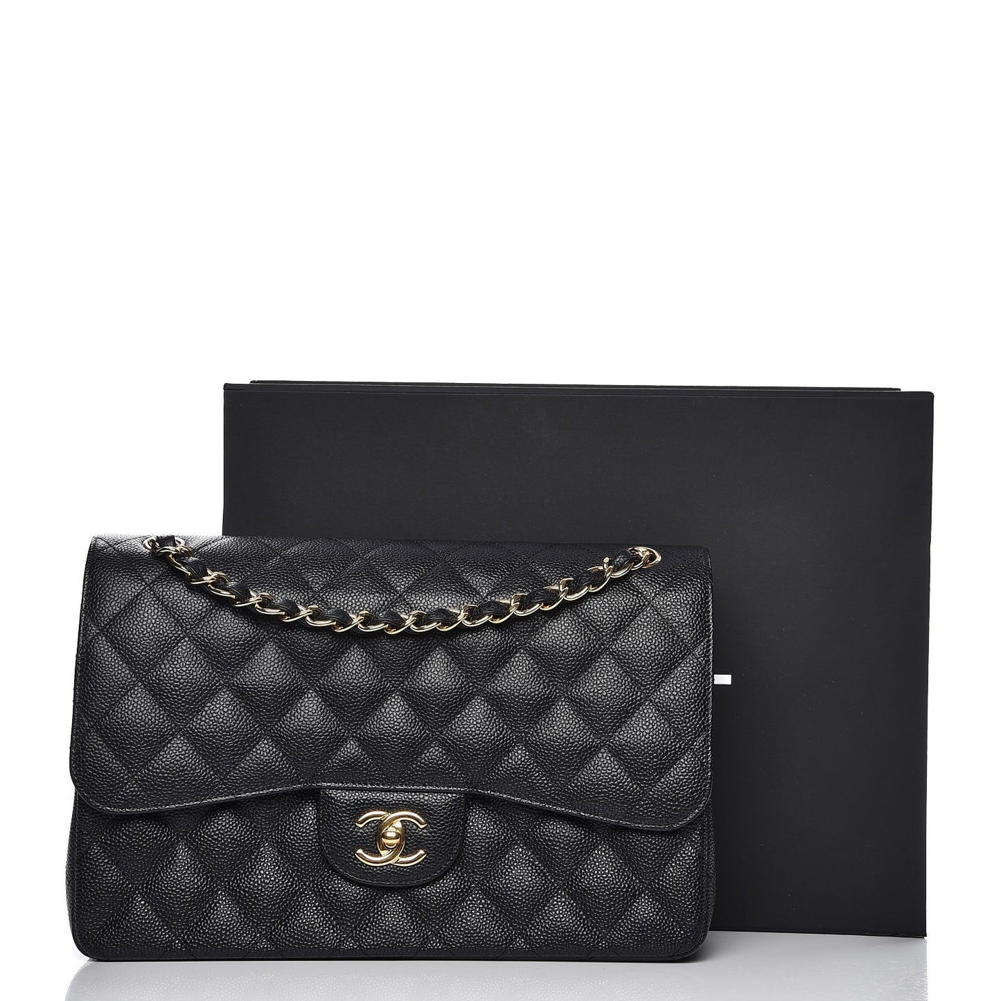 Caviar Quilted Jumbo Double Flap Black