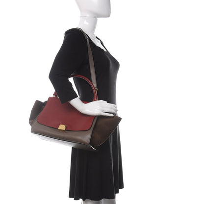 Celine Calfskin Suede Medium Tri-Color Trapeze Taupe 2 of 17