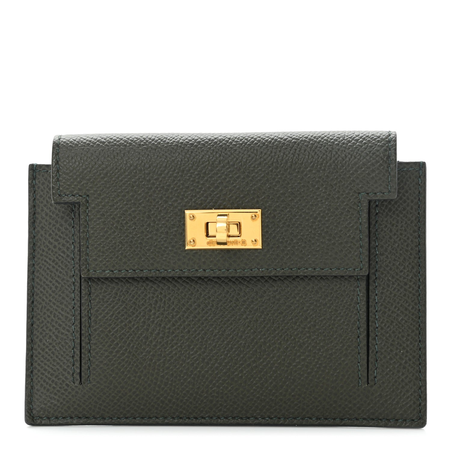 Hermes Epsom Kelly Pocket Compact Wallet Vert De Gris 1 of 8