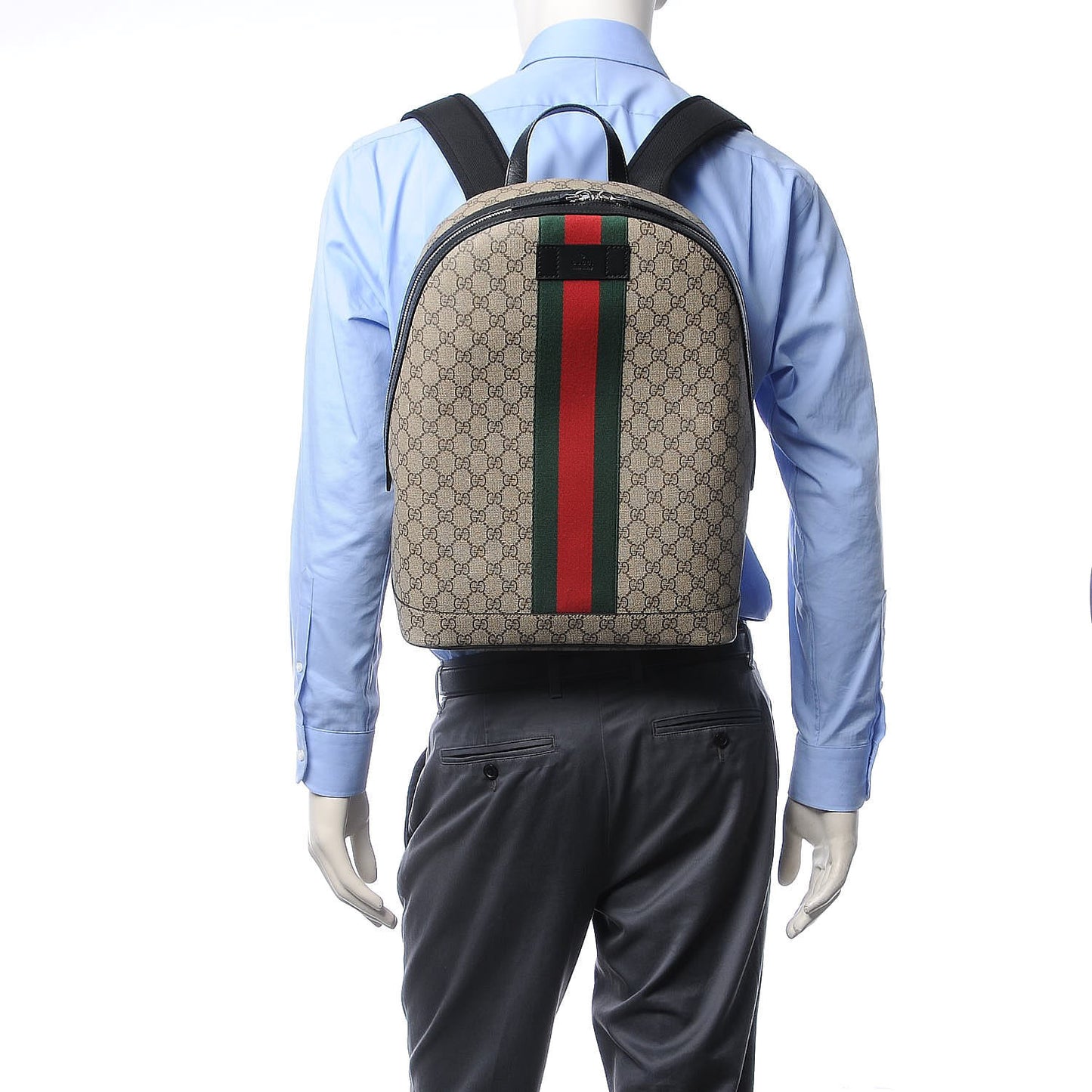 GG Supreme Monogram Web Dome Backpack Black
