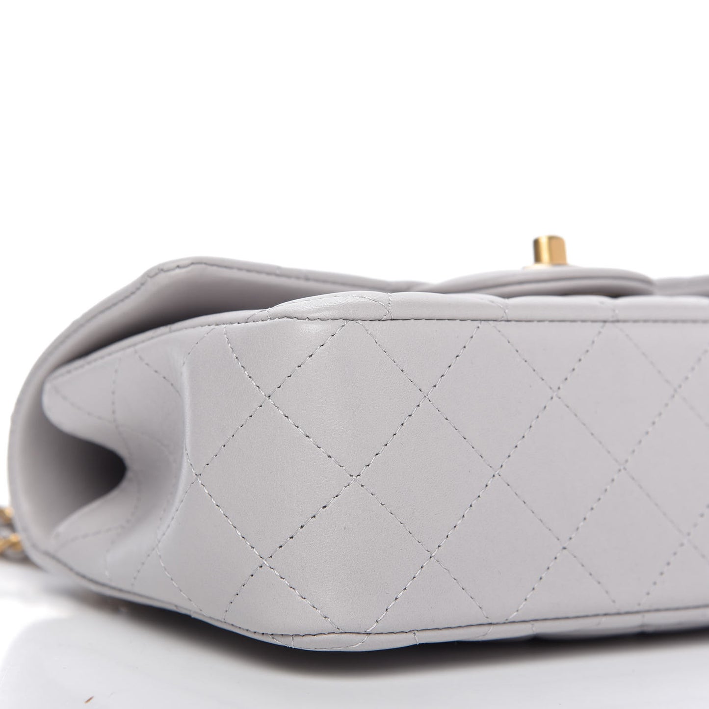 Lambskin Quilted Mini Top Handle Rectangular Flap Grey