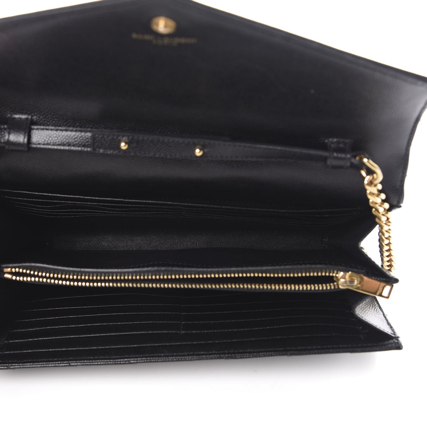 Grain De Poudre Matelasse Chevron Monogram Chain Wallet Black