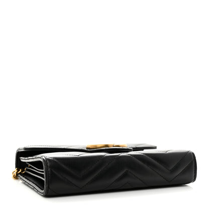 Gucci Calfskin Matelasse GG Marmont Chain Wallet Black 4 of 13