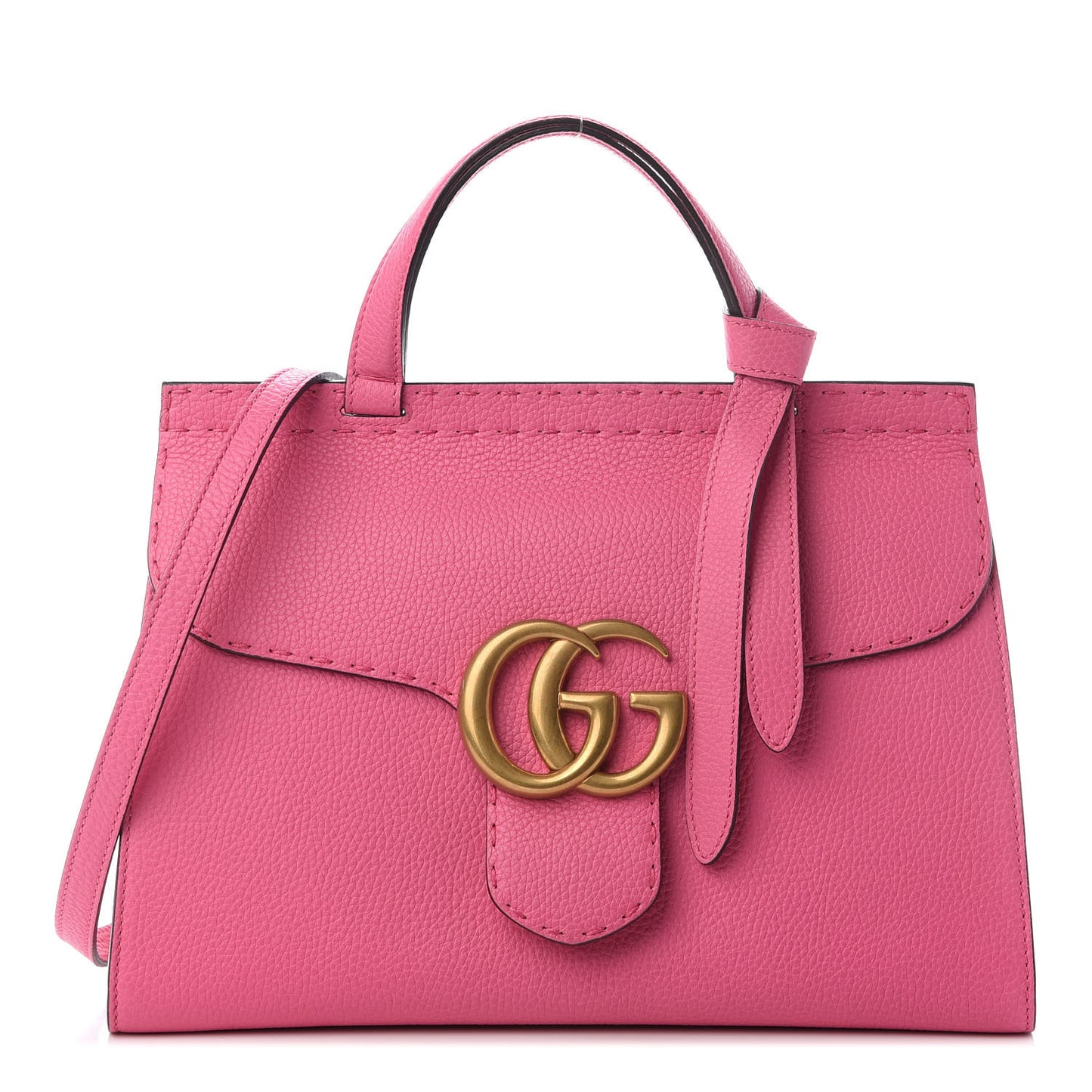 Calfskin Small GG Marmont Top Handle Bag Pink Tropical Flower