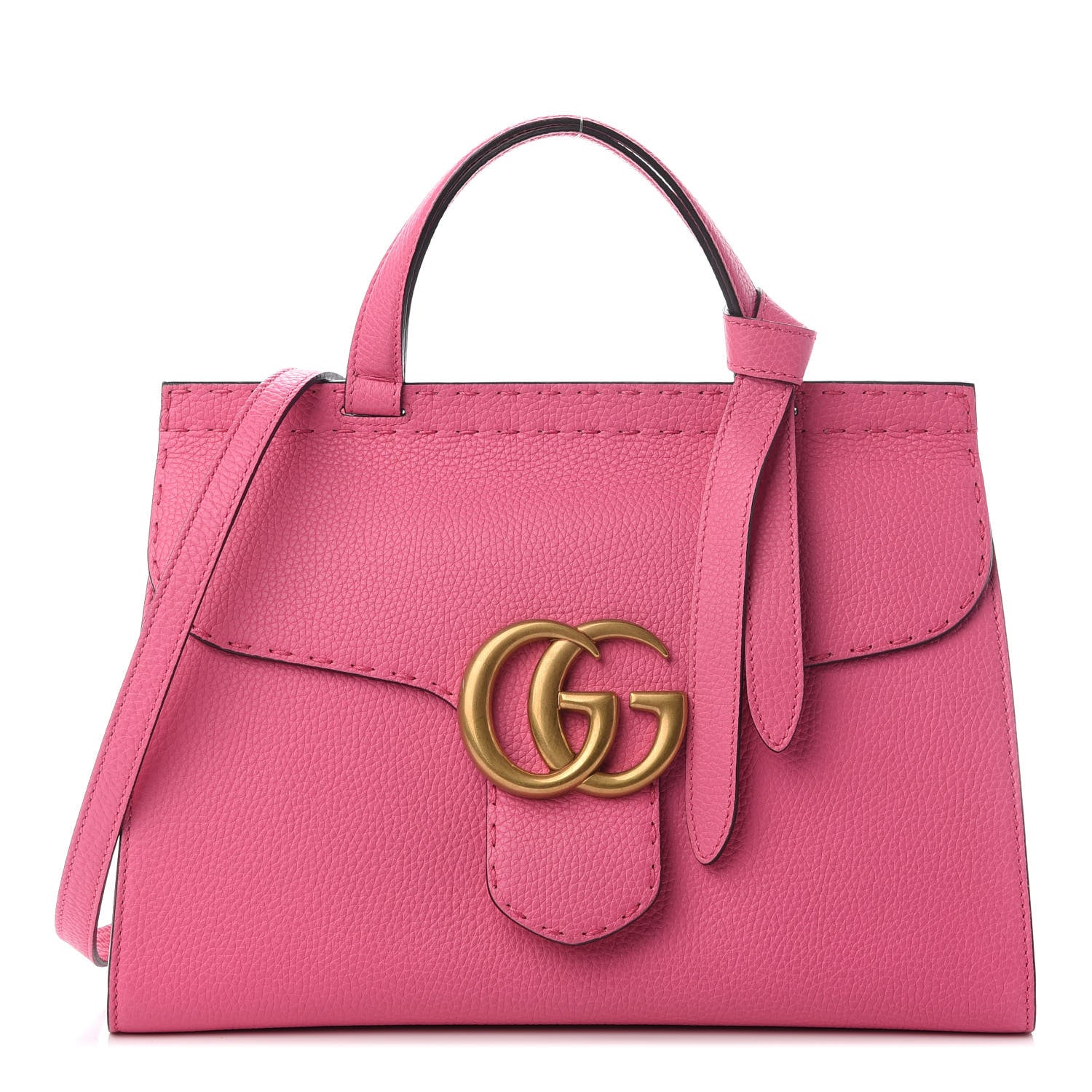 Gucci Calfskin Small GG Marmont Top Handle Bag Pink Tropical Flower 1 of 8