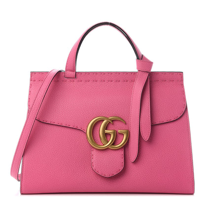 Gucci Calfskin Small GG Marmont Top Handle Bag Pink Tropical Flower 1 of 8