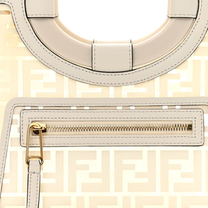 Fendi TPU FF Vitello Century Plexiglass Small Runaway Shopper Tote White 7 of 12