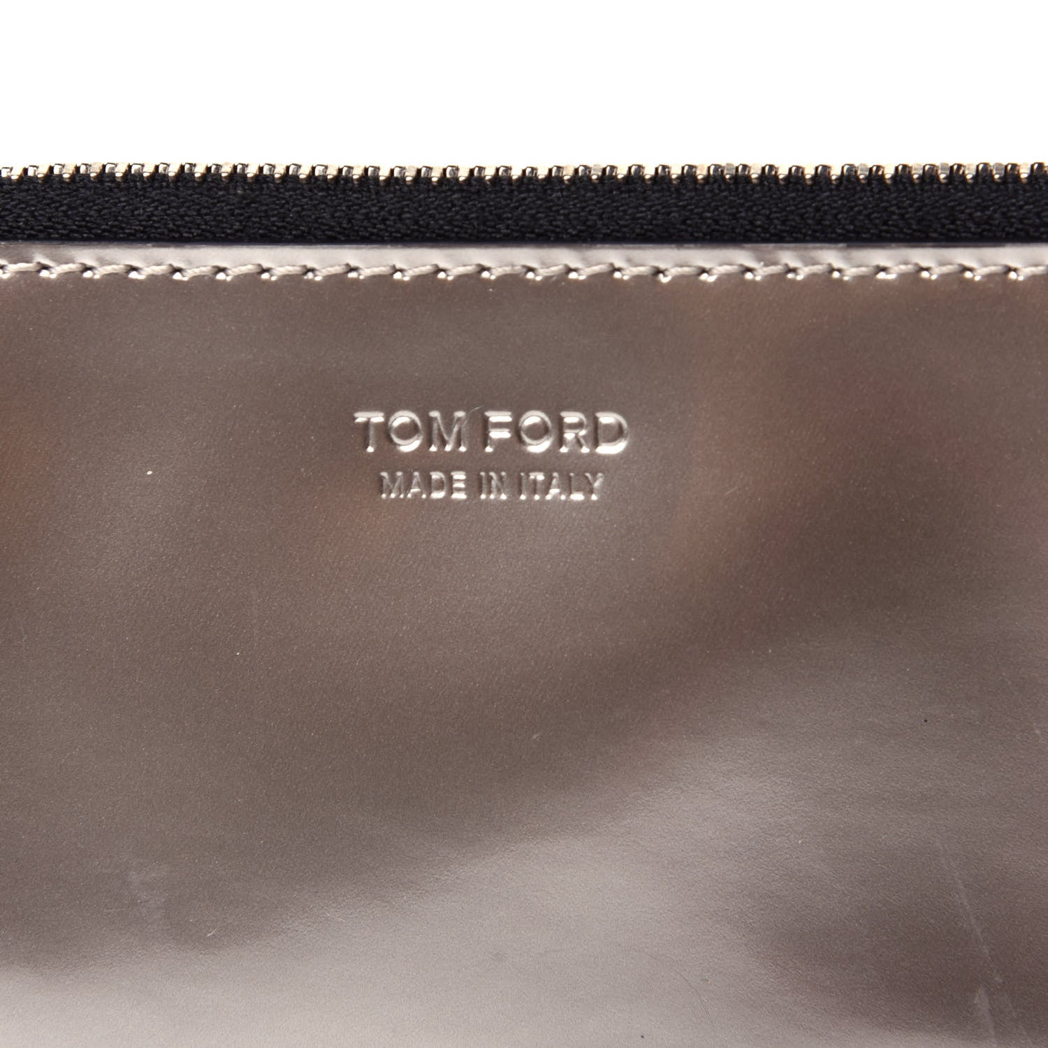 Tom Ford Metallic Calfskin Zip Card Holder Wallet Silver 6 of 11