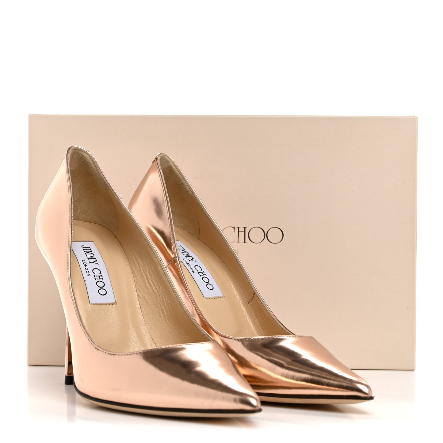 Metallic Mirror Calfskin Pointy Toe Abel Pumps 37 Blush