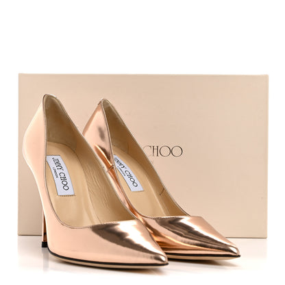 Jimmy Choo Metallic Mirror Calfskin Pointy Toe Abel Pumps 37 Blush 9 of 9