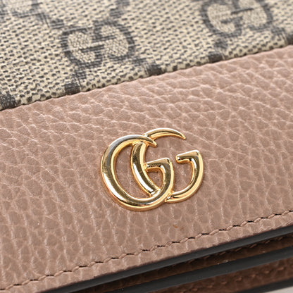 Gucci Dollar Calfskin GG Supreme Monogram GG Marmont Card Case Porcelain Rose Beige Ebony 10 of 11