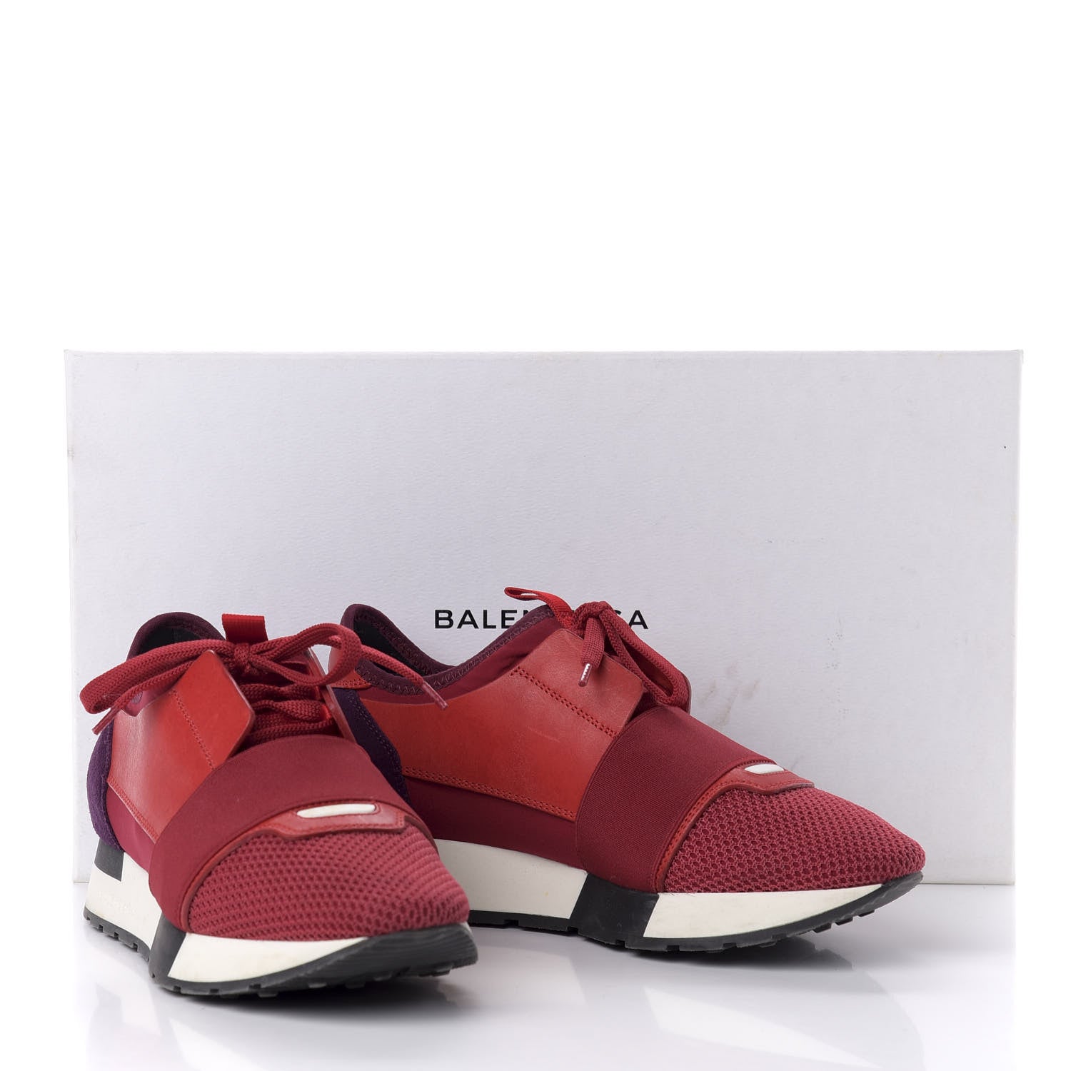 Balenciaga Mesh Calfskin Neoprene Suede Womens Race Runner Sneakers 37 Rouge Violet 9 of 9