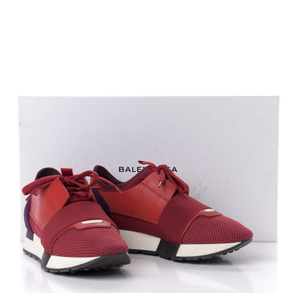 Balenciaga Mesh Calfskin Neoprene Suede Womens Race Runner Sneakers 37 Rouge Violet 9 of 9