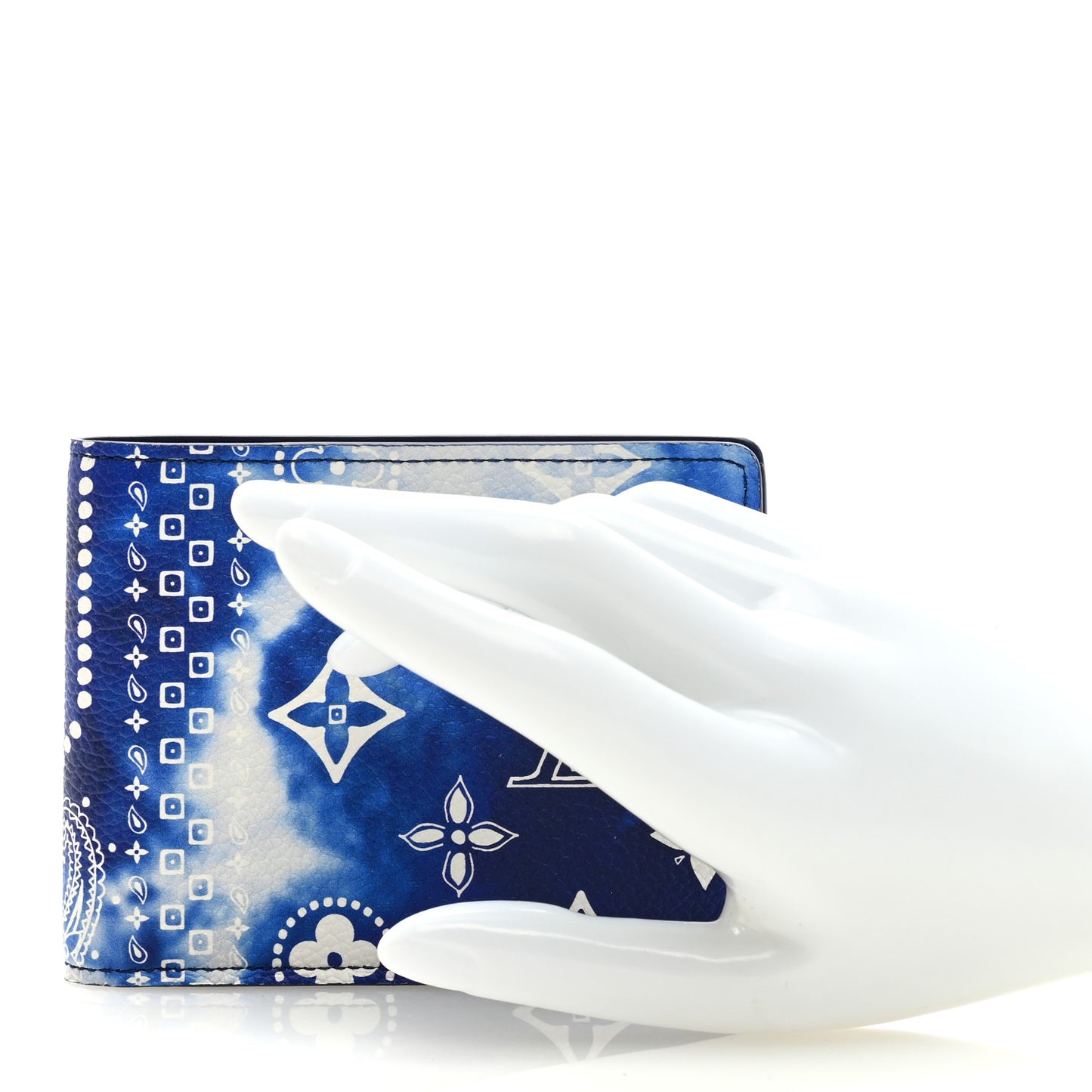 Cowhide Monogram Bandana Slender Wallet Blue
