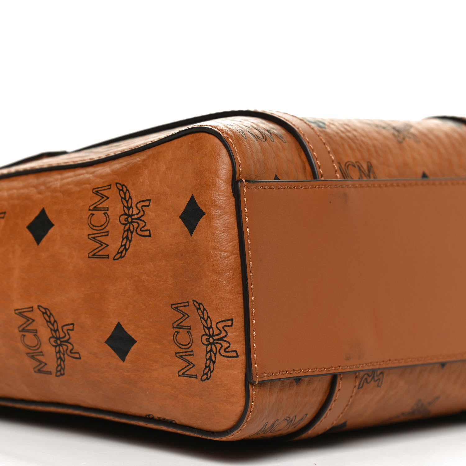 MCM Visetos Mini Toni Shopper Tote Cognac 9 of 14