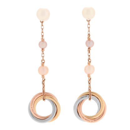 Cartier 18K Pink Yellow White Gold Pearl Trinity Drop Earrings 1 of 7