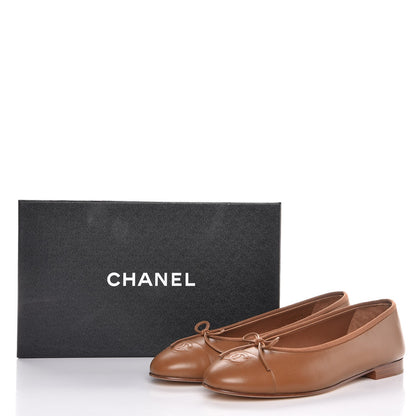 Chanel Lambskin Cap Toe Ballerina Flats 40.5 Camel 10 of 10