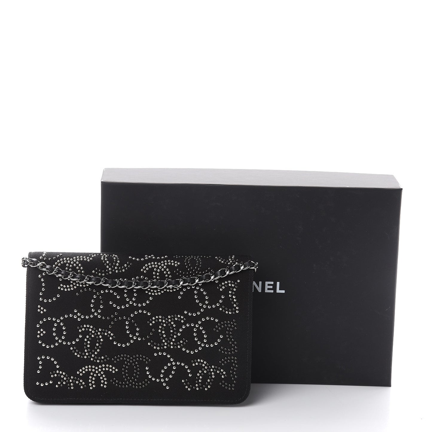 Canvas Studded CC Wallet On Chain WOC Black