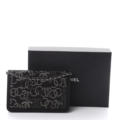 Chanel Canvas Studded CC Wallet On Chain WOC Black 10 of 10