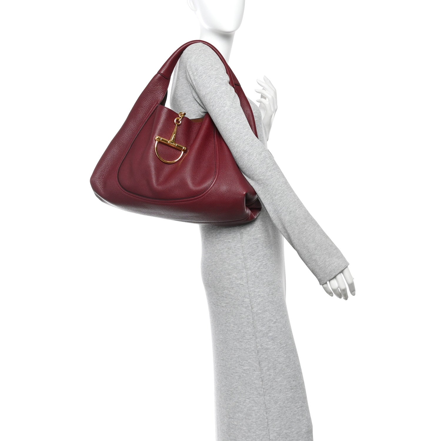 Gucci Grained Calfskin Softbit Maxi Shoulder Bag Rosso Ancora Red 2 of 10