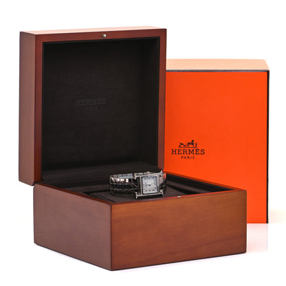 Hermes Stainless Steel Diamond Bezel Mother of Pearl 21mm Heure H Hour Quartz Watch 5 of 5