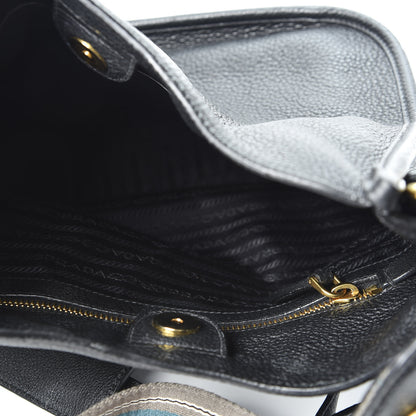 Prada Vitello Daino Hobo Messenger Bag Black 4 of 9