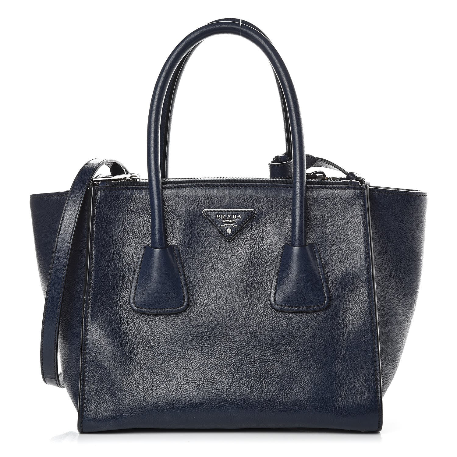 Prada Glace Calf Small Twin Pocket Tote Baltico 1 of 12