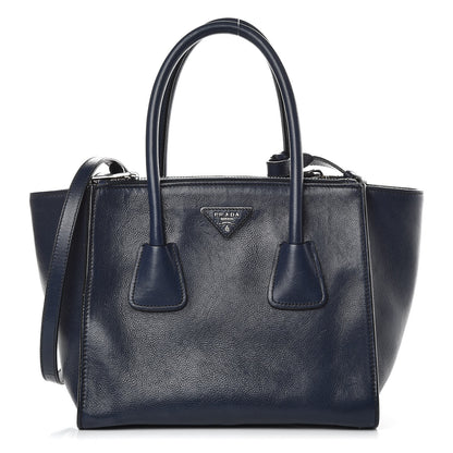 Prada Glace Calf Small Twin Pocket Tote Baltico 1 of 12