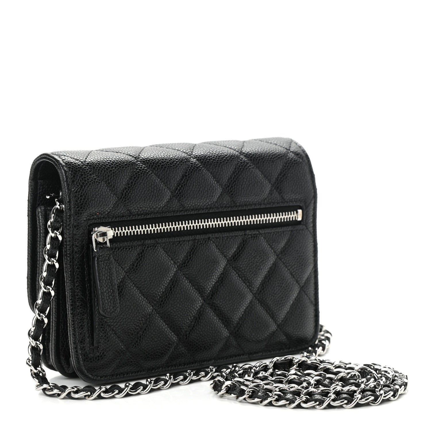 Chanel Caviar Quilted Mini Wallet On Chain WOC Black 2 of 10