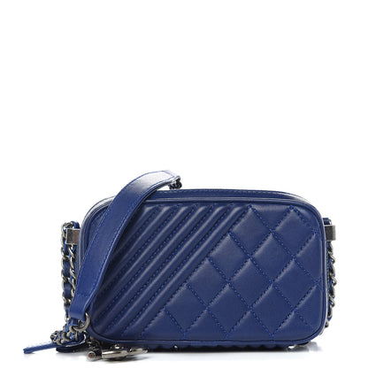 Chanel Lambskin Quilted Mini Coco Boy Camera Bag Blue 1 of 9