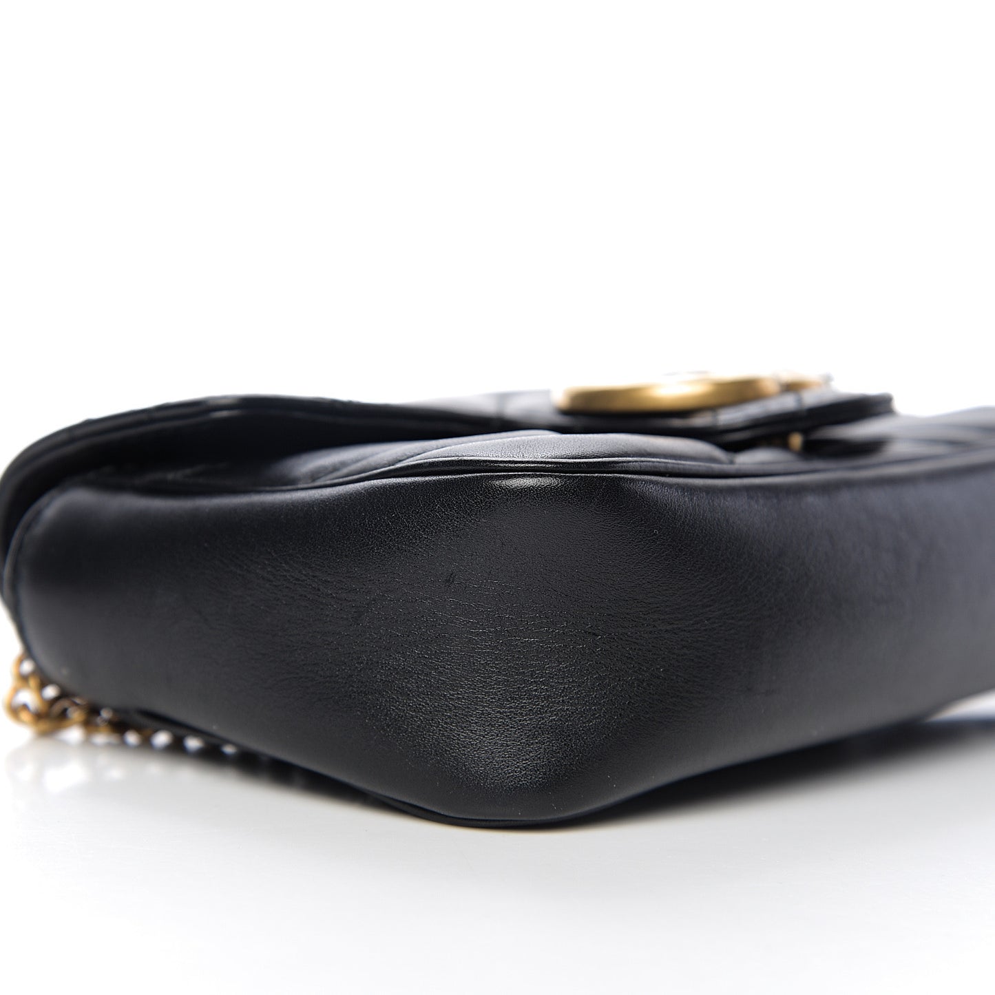 Calfskin Matelasse Super Mini GG Marmont Shoulder Bag Black