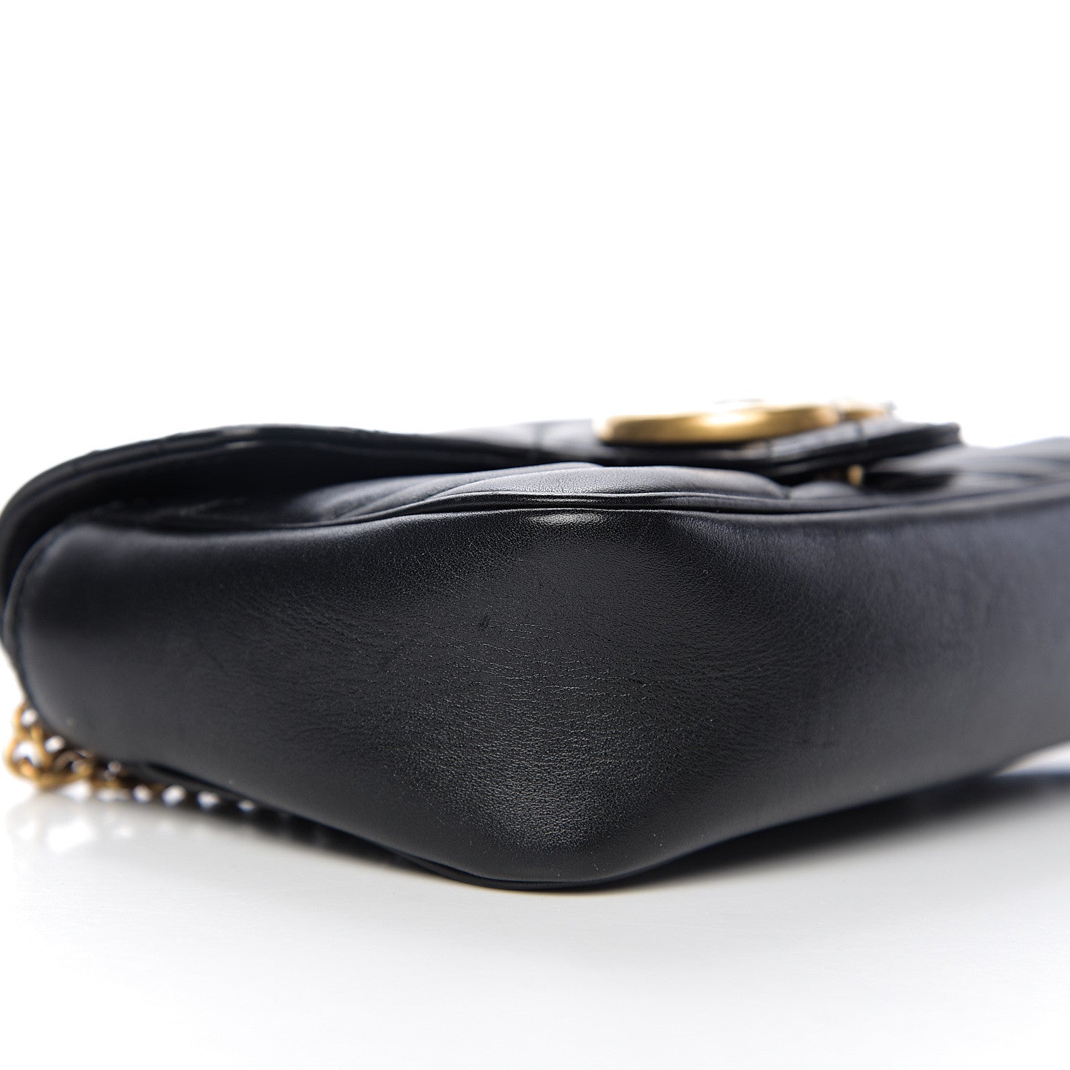 Gucci Calfskin Matelasse Super Mini GG Marmont Shoulder Bag Black 7 of 9