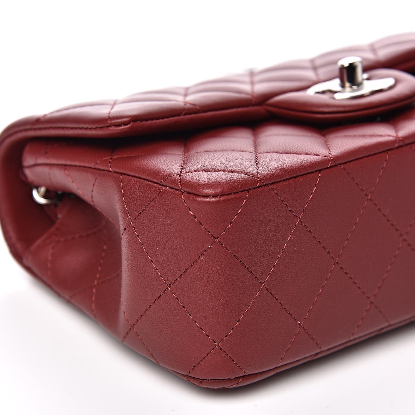 Lambskin Quilted Mini Rectangular Flap Burgundy
