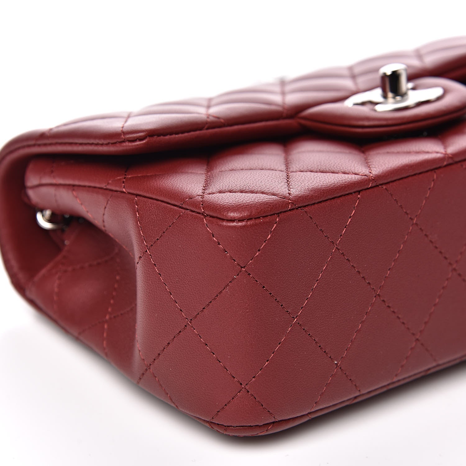 Chanel Lambskin Quilted Mini Rectangular Flap Burgundy 8 of 11