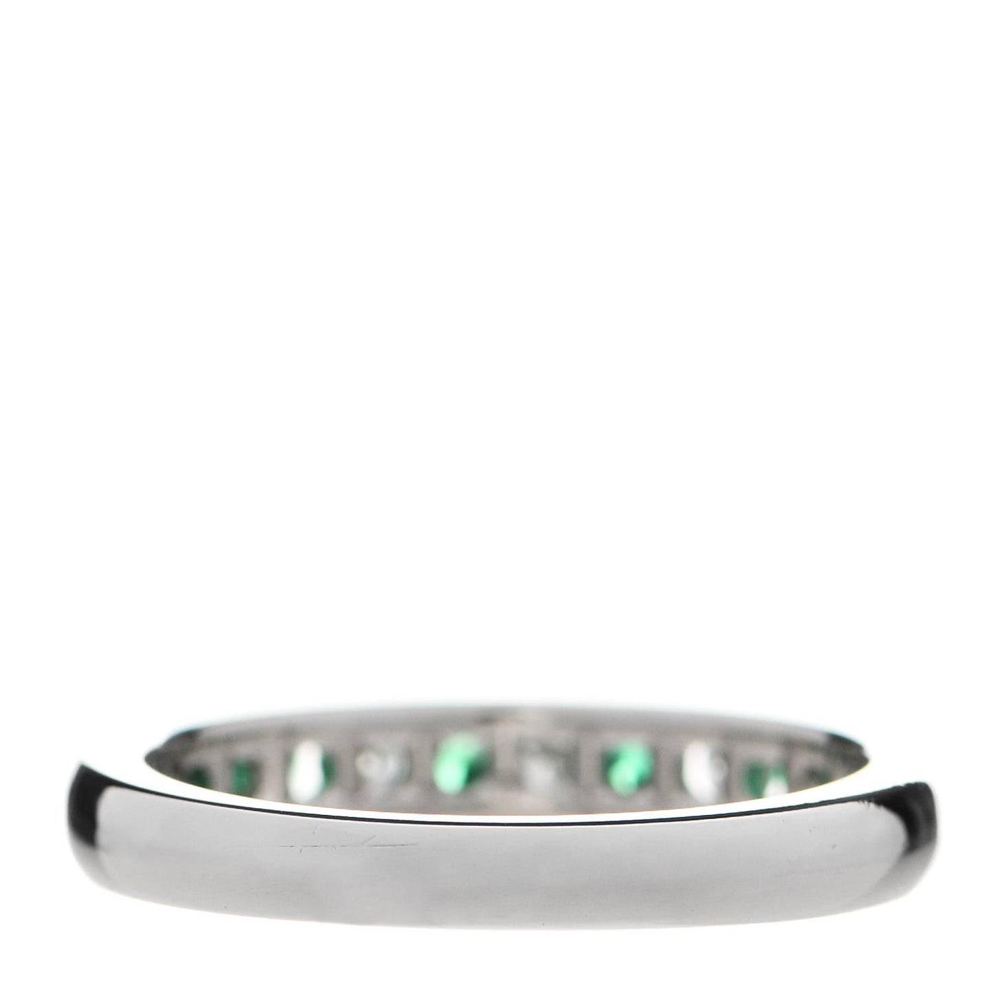 Platinum Diamond Emerald Channel-Set Band Ring 52 6
