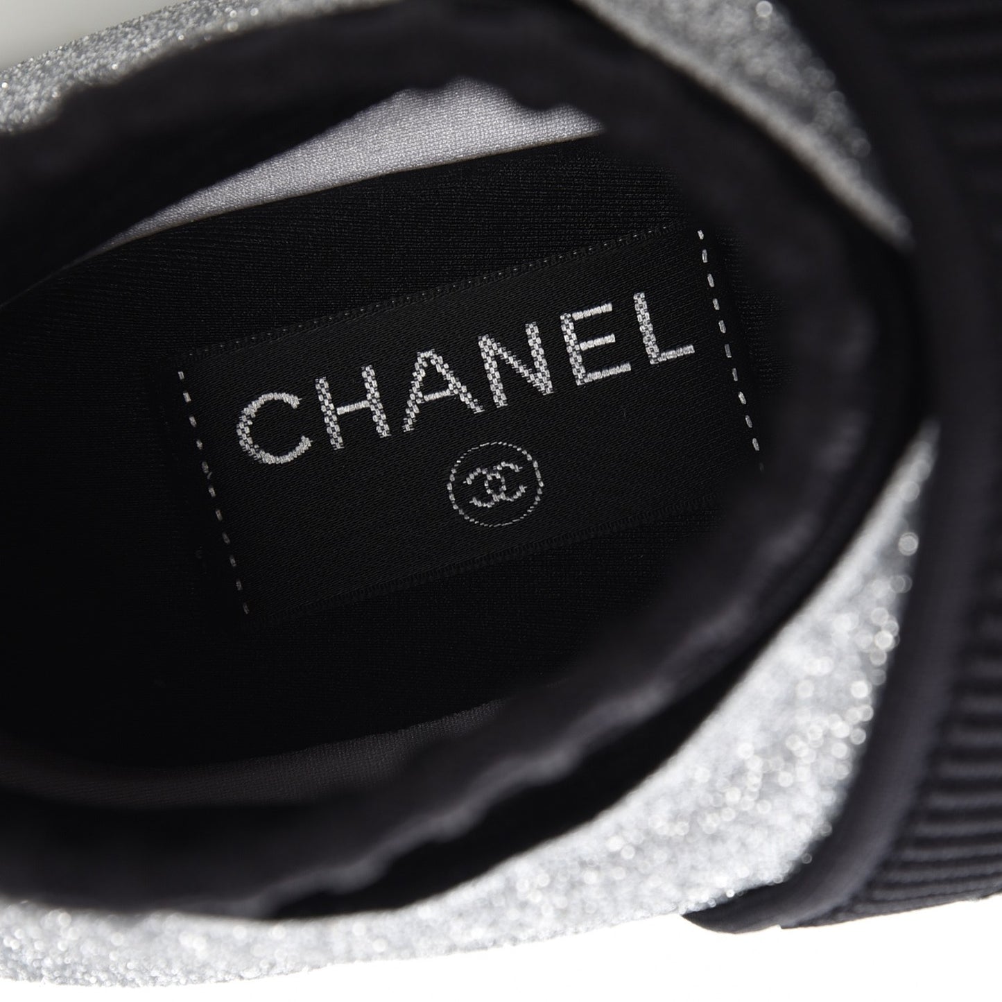 Glitter Stretch Trainers 37.5 Black Silver