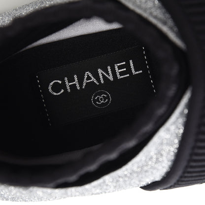 Chanel Glitter Stretch Trainers 37.5 Black Silver 8 of 9