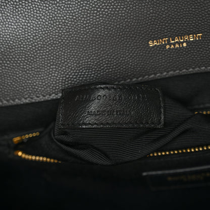 Saint Laurent Grain De Poudre Textured Mixed Matelasse Large Triquilt Monogram Satchel Storm Storm 6 of 10