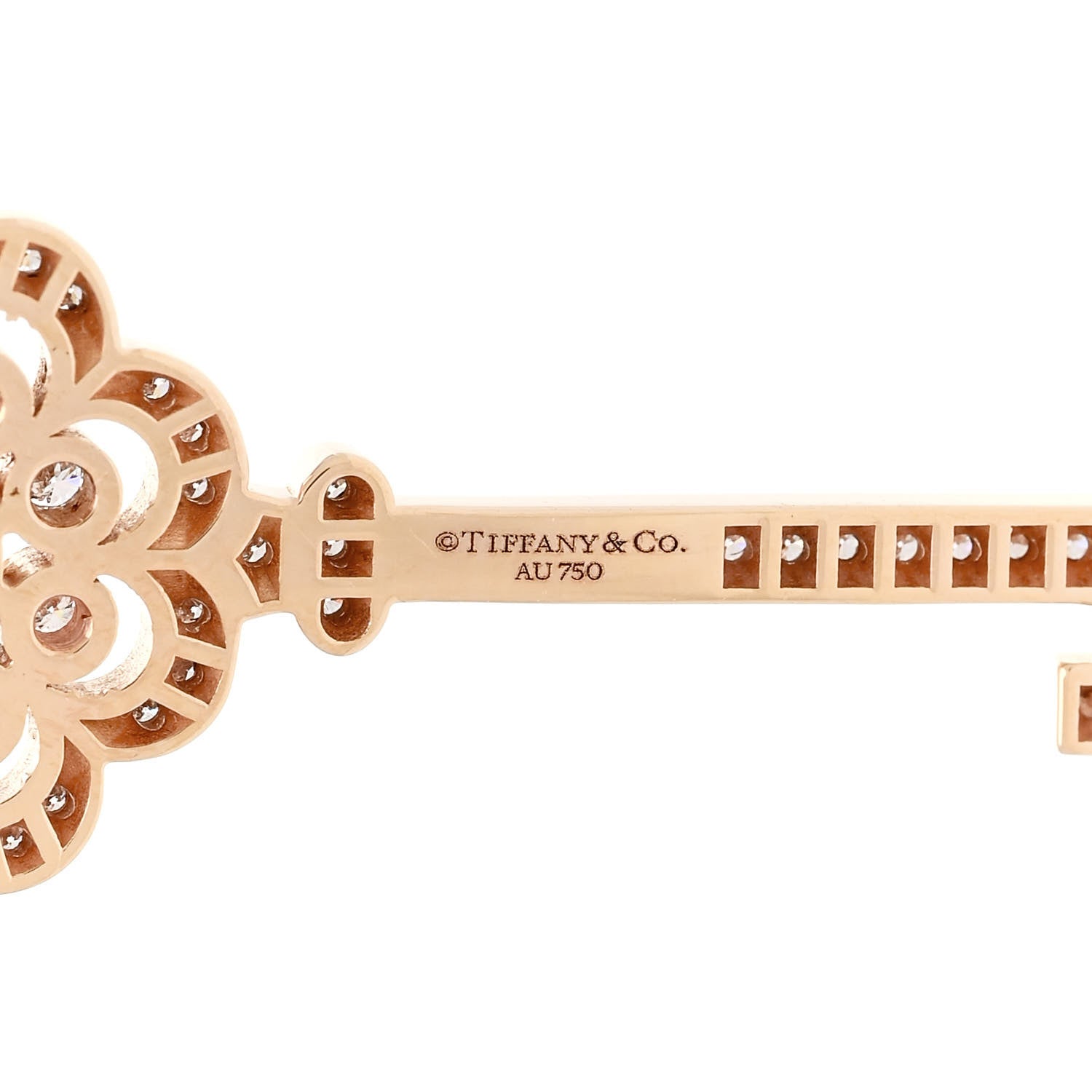 Tiffany 18K Rose Gold Diamond Rose Key Pendant 4 of 5