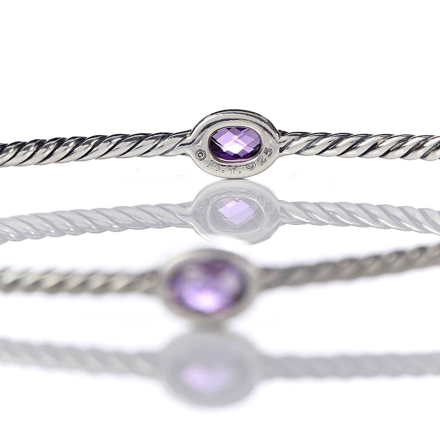 Sterling Silver Amethyst Color Classics Cable Bangle Bracelet Set of 2